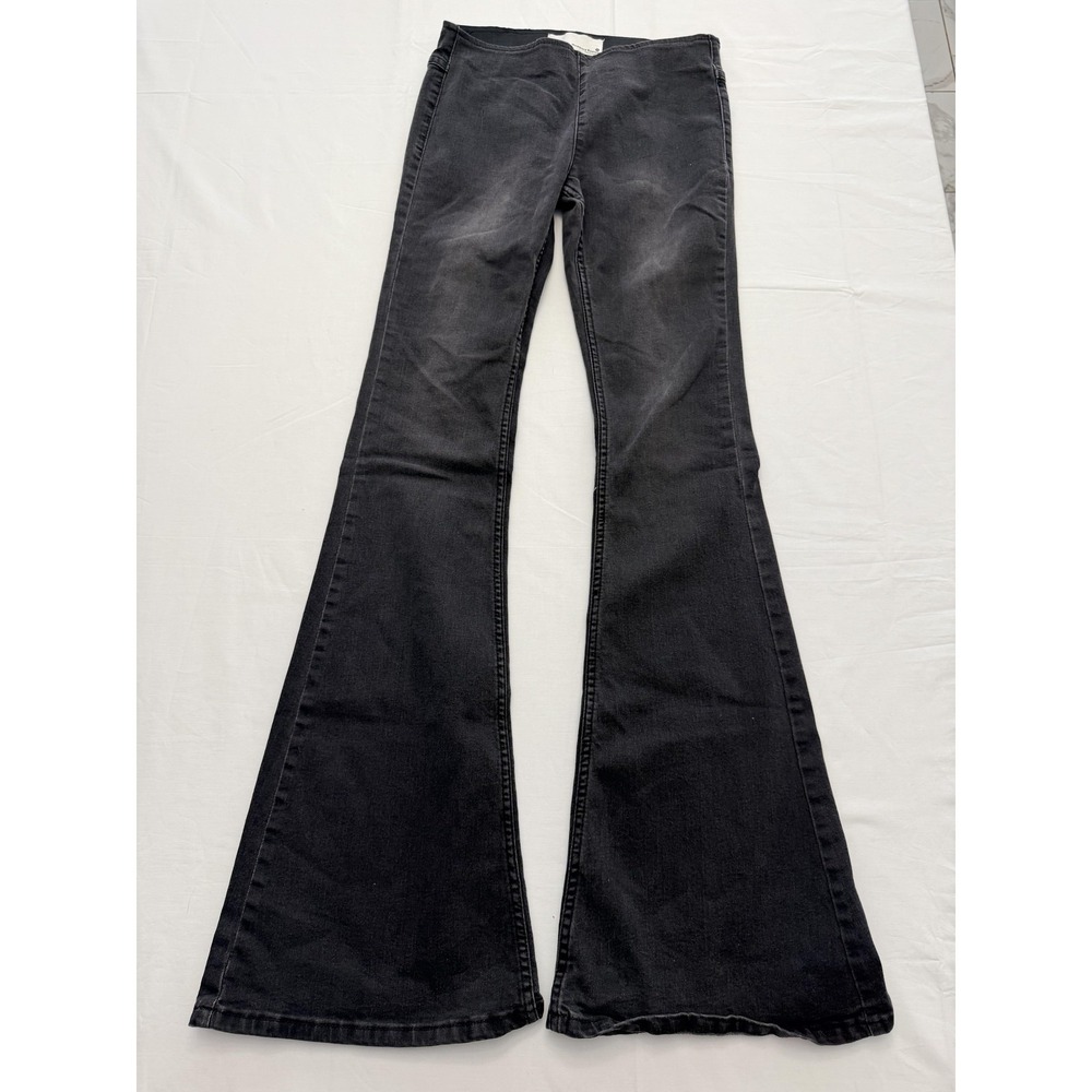 Newbury‎ Kustom Flare Jeans Womens S Gray Charcoal Wash High Rise Slim 28x33
